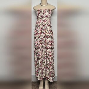 New Look 3X Tube Dress Maxi Length Smocked Floral Colorful
